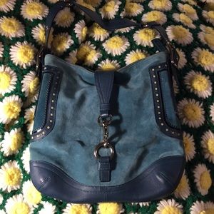 AUTHENTIC Coach Teal Suede Shoulder Bag